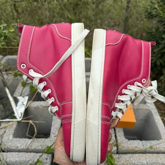 Christian Louboutin High Top Sneakers Shoes LOUIS FLAT Pink EU 42