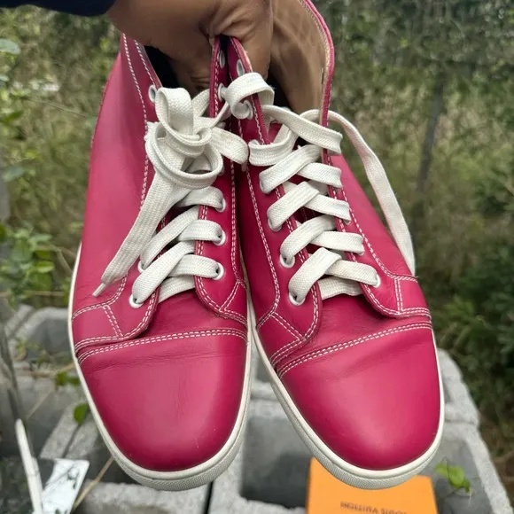 Christian Louboutin High Top Sneakers Shoes LOUIS FLAT Pink EU 42
