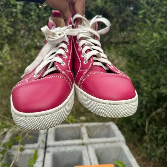 Christian Louboutin High Top Sneakers Shoes LOUIS FLAT Pink EU 42