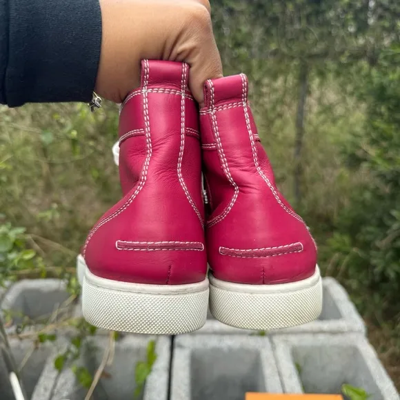 Christian Louboutin High Top Sneakers Shoes LOUIS FLAT Pink EU 42