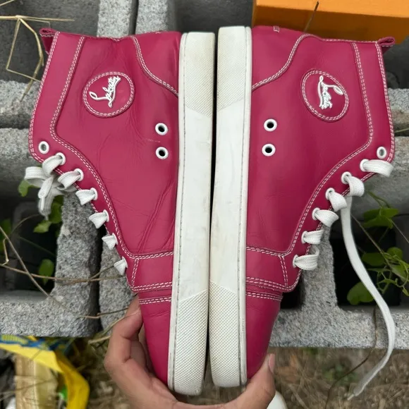Christian Louboutin High Top Sneakers Shoes LOUIS FLAT Pink EU 42