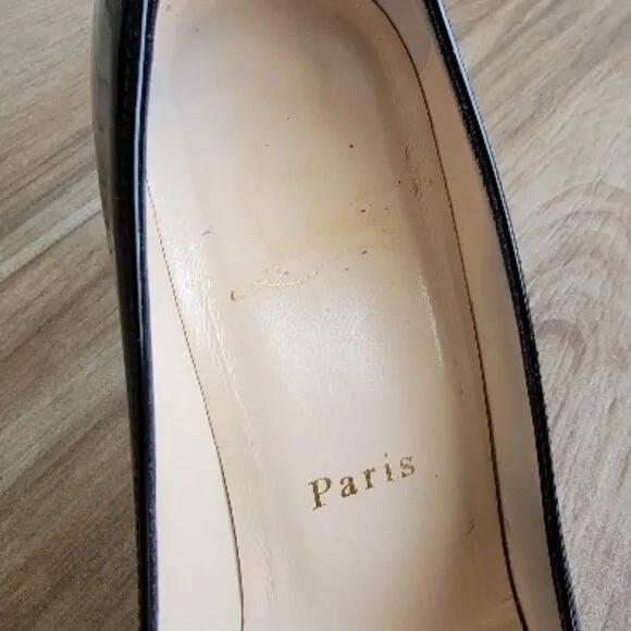 Christian Louboutin Simple Black Patent Pump Shoes Eur. 37