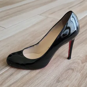 Christian Louboutin Simple Black Patent Pump Shoes Eur. 37