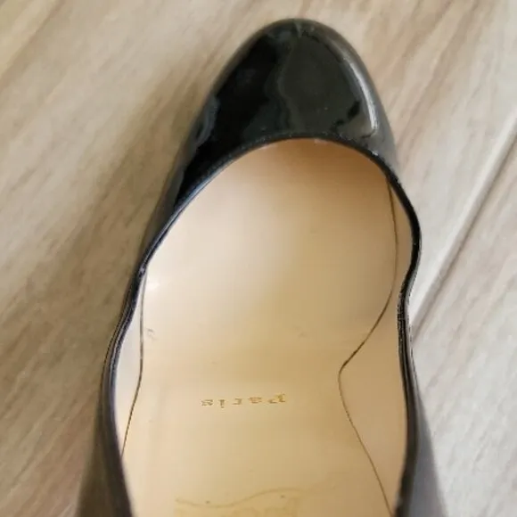 Christian Louboutin Simple Black Patent Pump Shoes Eur. 37