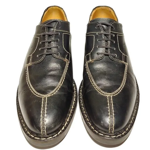 Christian Pellet Women's Black Leather Urban Oxford Sz 9 &quot;CP&quot; Embossed.