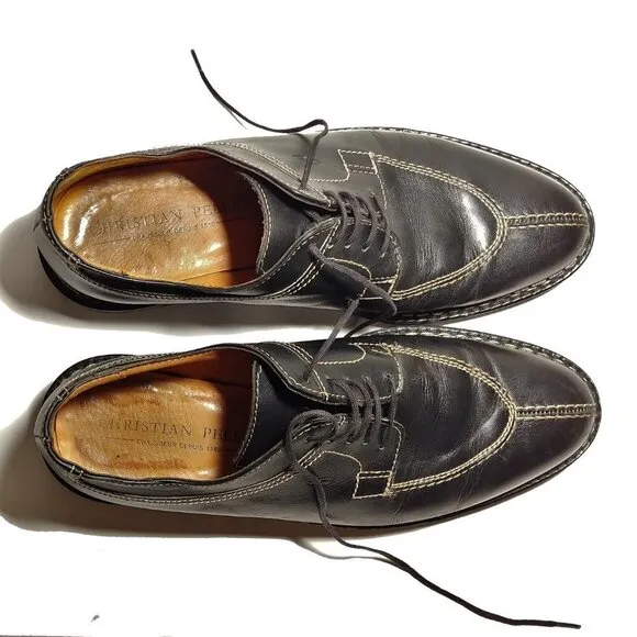 Christian Pellet Women's Black Leather Urban Oxford Sz 9 &quot;CP&quot; Embossed.