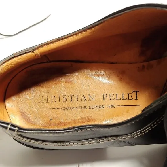 Christian Pellet Women's Black Leather Urban Oxford Sz 9 &quot;CP&quot; Embossed.