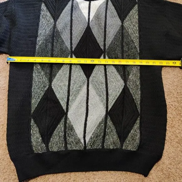 Cibreo Wool Blend Crewneck Sweater Mens Size Large Diamond Pattern Made In Italy