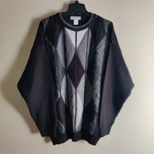 Cibreo Wool Blend Crewneck Sweater Mens Size Large Diamond Pattern Made In Italy