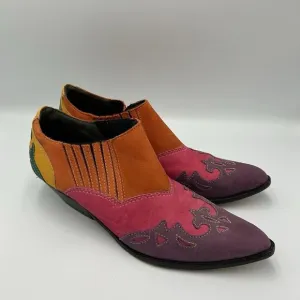 Circle S Booties 8 M Vintage‎ Women's Rainbow MultiColor Boots Leather Western