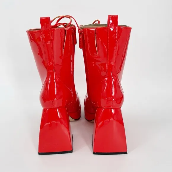 Circus Sam Edelman Karter Poppy Lace Up Platform Bootie Boot Shoes Square Toe