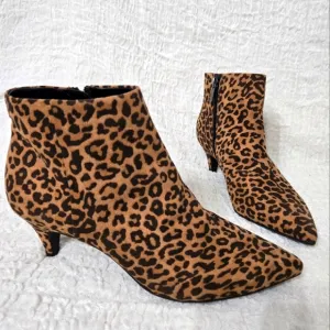 CIRCUS SAM EDELMAN KIRBY Kitten Heel Chic Ankle Boots Women's Leopard Print Sz 6