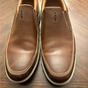 Clarks Brown Leather Slip-On Loafers with Rubber Sole