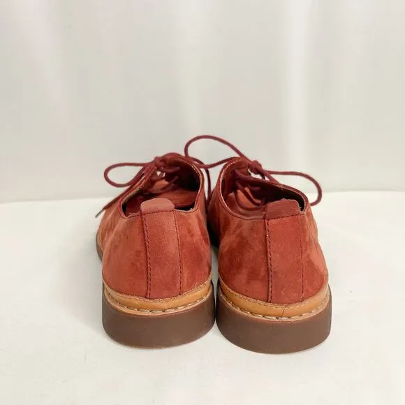 Clarks Microfiber Suedette Derby Shoe Brick Orange Men's 9M Lace Up Academia