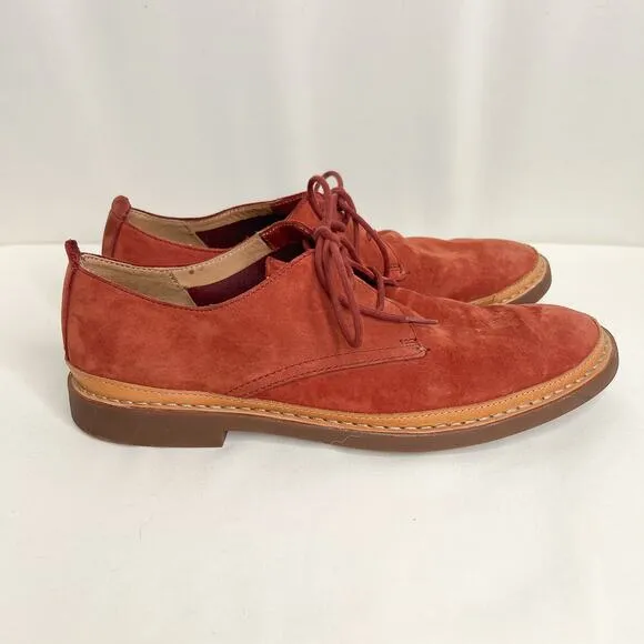 Clarks Microfiber Suedette Derby Shoe Brick Orange Men's 9M Lace Up Academia