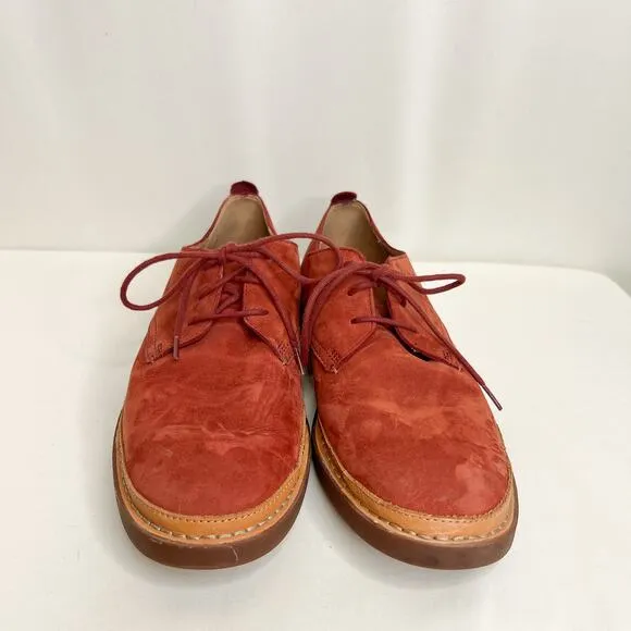Clarks Microfiber Suedette Derby Shoe Brick Orange Men's 9M Lace Up Academia
