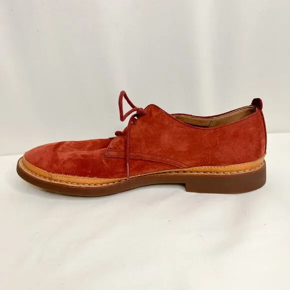 Clarks Microfiber Suedette Derby Shoe Brick Orange Men's 9M Lace Up Academia