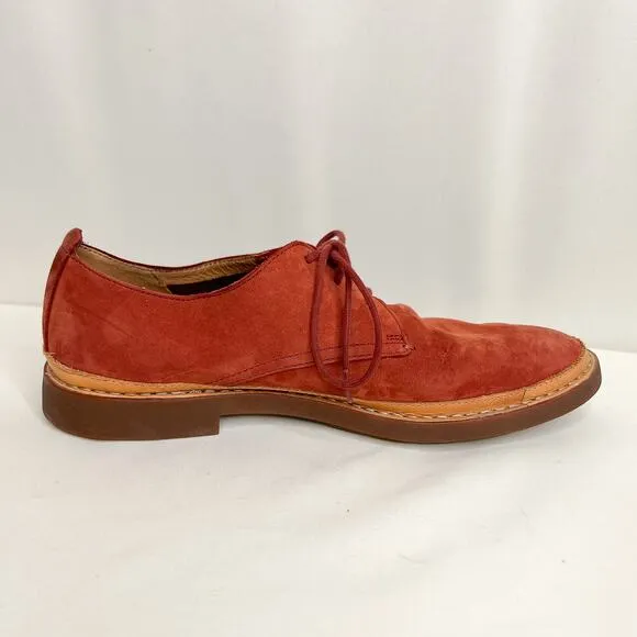 Clarks Microfiber Suedette Derby Shoe Brick Orange Men's 9M Lace Up Academia