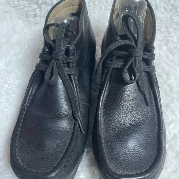 Clarks Original Wallabees Men's Black Leather lo-top Shoes Size 11