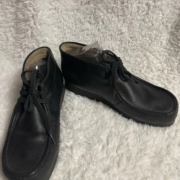 Clarks Original Wallabees Men's Black Leather lo-top Shoes Size 11