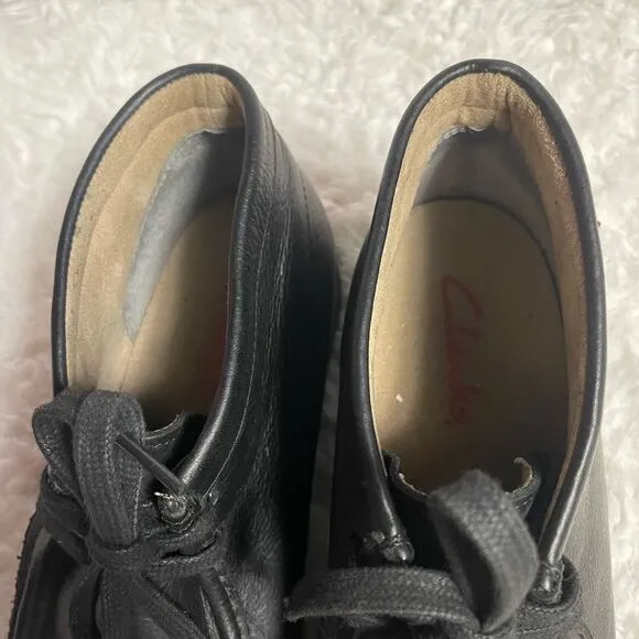 Clarks Original Wallabees Men's Black Leather lo-top Shoes Size 11
