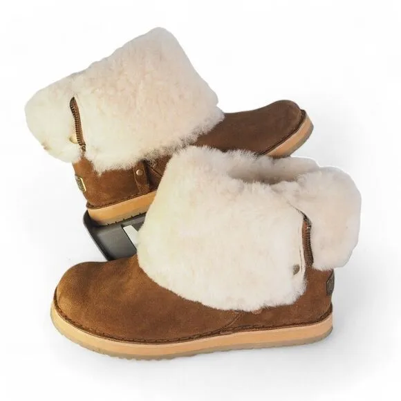 Cloud Nine Sheepskin Trixie Zipper Boots Chestnut Brown 1904 Women's 8
