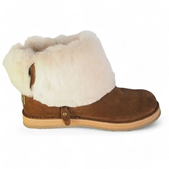 Cloud Nine Sheepskin Trixie Zipper Boots Chestnut Brown 1904 Women's 8