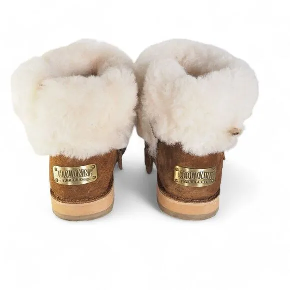 Cloud Nine Sheepskin Trixie Zipper Boots Chestnut Brown 1904 Women's 8