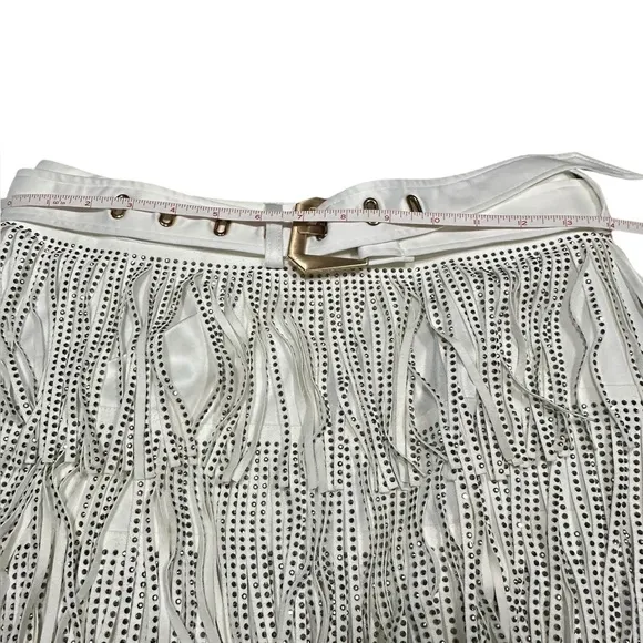 Cloud Ten White Rhinestone Fringe Mini Shorts
