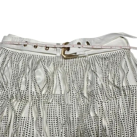 Cloud Ten White Rhinestone Fringe Mini Shorts
