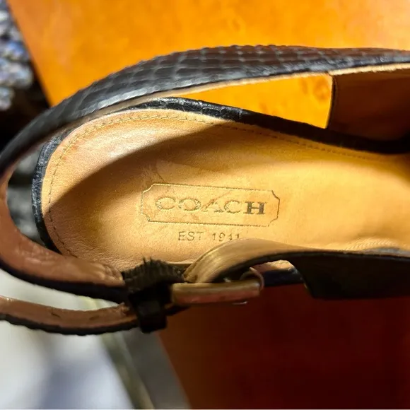Coach &quot;Brina&quot; Snakeskin Peep-Toe Slingbacks Women’s Size 8