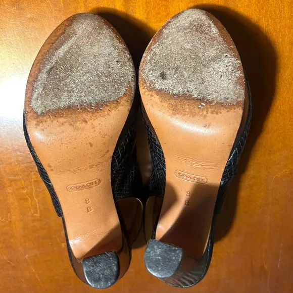 Coach &quot;Brina&quot; Snakeskin Peep-Toe Slingbacks Women’s Size 8