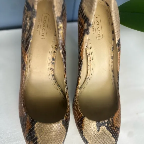Coach Buffy Python Snake Skin Q645 Leather Heels Size 9.5B