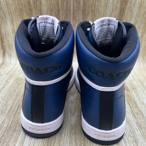 Coach High‎ Top Sneakers Men's Size 7 EU 40 Leather Blue Black Shoes Multicolor