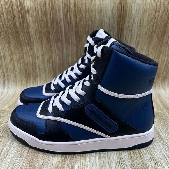Coach High‎ Top Sneakers Men's Size 7 EU 40 Leather Blue Black Shoes Multicolor