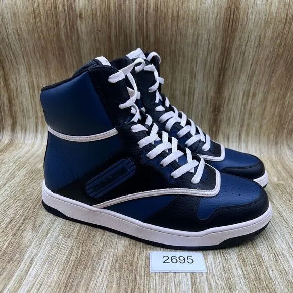 Coach High‎ Top Sneakers Men's Size 7 EU 40 Leather Blue Black Shoes Multicolor