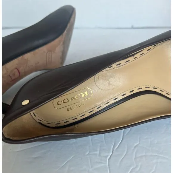 Coach Missy Women's Brown Soft Leather Napa Round Toe Pump Heel Shoes Size 9B