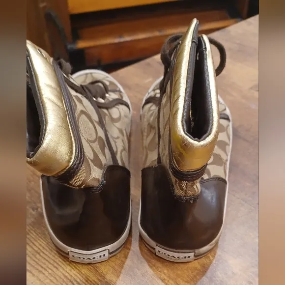 Coach New York Womens Brown Freesia A5005 Lace Up High Top Sneaker Shoes