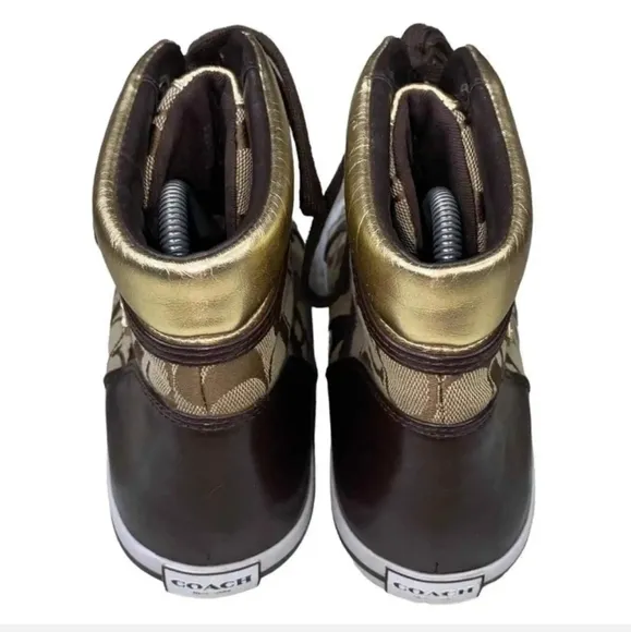 Coach New York Womens Brown Freesia A5005 Lace Up High Top Sneaker Shoes