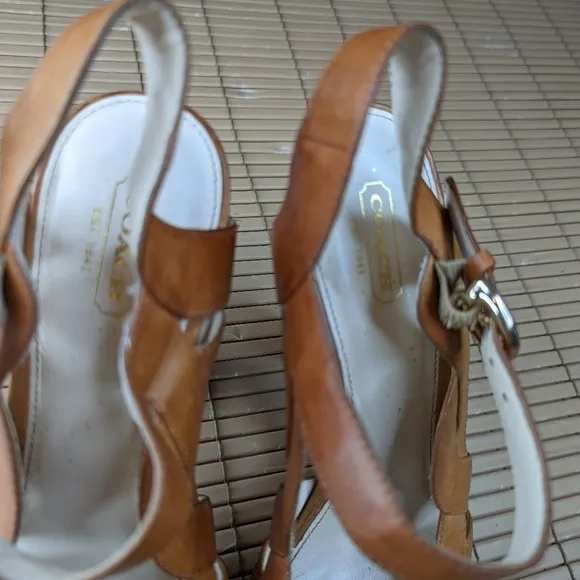 Coach Tamara Vachetta Strappy Heels Women's Shoes Size US 9.5 B Natural. Brown l