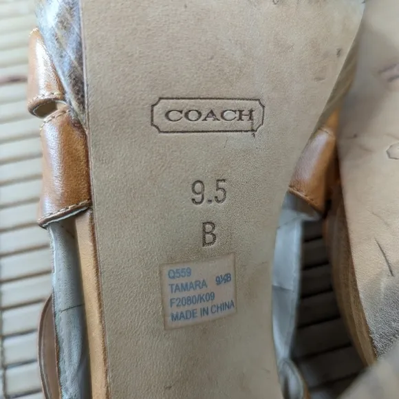 Coach Tamara Vachetta Strappy Heels Women's Shoes Size US 9.5 B Natural. Brown l