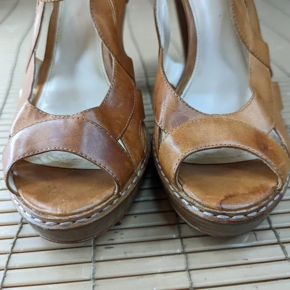 Coach Tamara Vachetta Strappy Heels Women's Shoes Size US 9.5 B Natural. Brown l