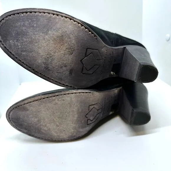 COBRA SOCIETY Canon Black Embroidered White Yellow Wool Shaft Ankle Boots sz 37