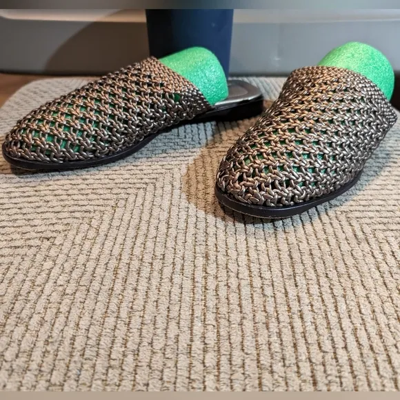 Cole Haan 8AA vintage 90s woven bronze leather mule sandals leather outsole