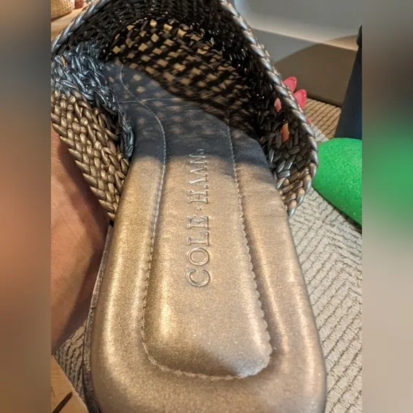 Cole Haan 8AA vintage 90s woven bronze leather mule sandals leather outsole