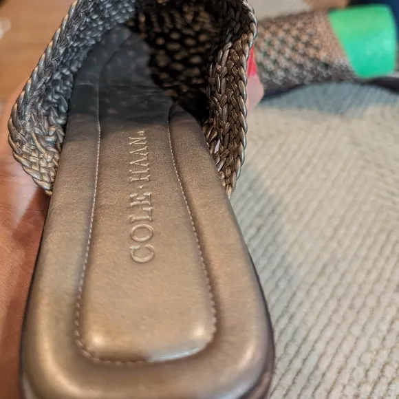 Cole Haan 8AA vintage 90s woven bronze leather mule sandals leather outsole