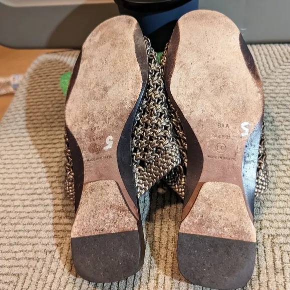 Cole Haan 8AA vintage 90s woven bronze leather mule sandals leather outsole
