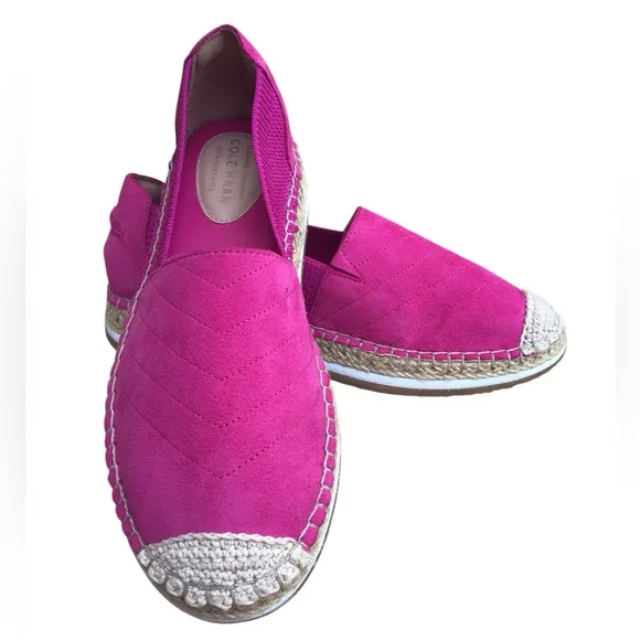 Cole Haan Cloudfeel Espadrille Pink Suede Loafer Slip On Shoes Size 7.5B