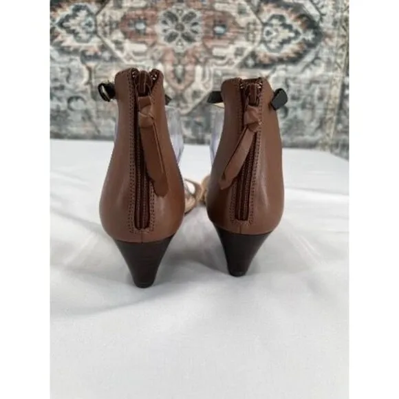 Cole Haan Genevieve Weave Wedge Sandals Size 9.5B Tan Brown Leather