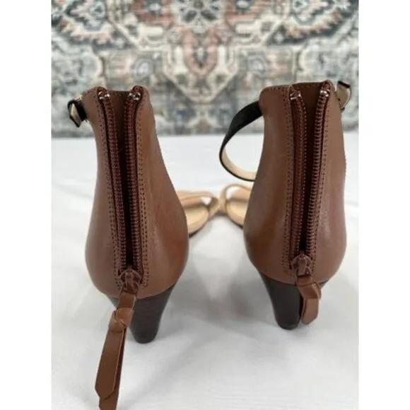 Cole Haan Genevieve Weave Wedge Sandals Size 9.5B Tan Brown Leather